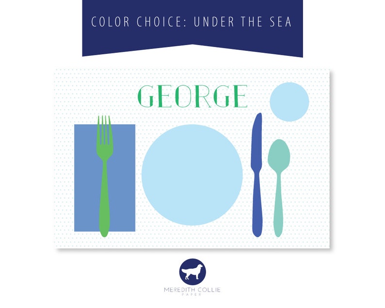 Learn to Set the Table Placemat, Personalized Children Placemat, Toddler Placemat, Gift for Kids, Preschool Age, Montessori Practical Life Under the Sea