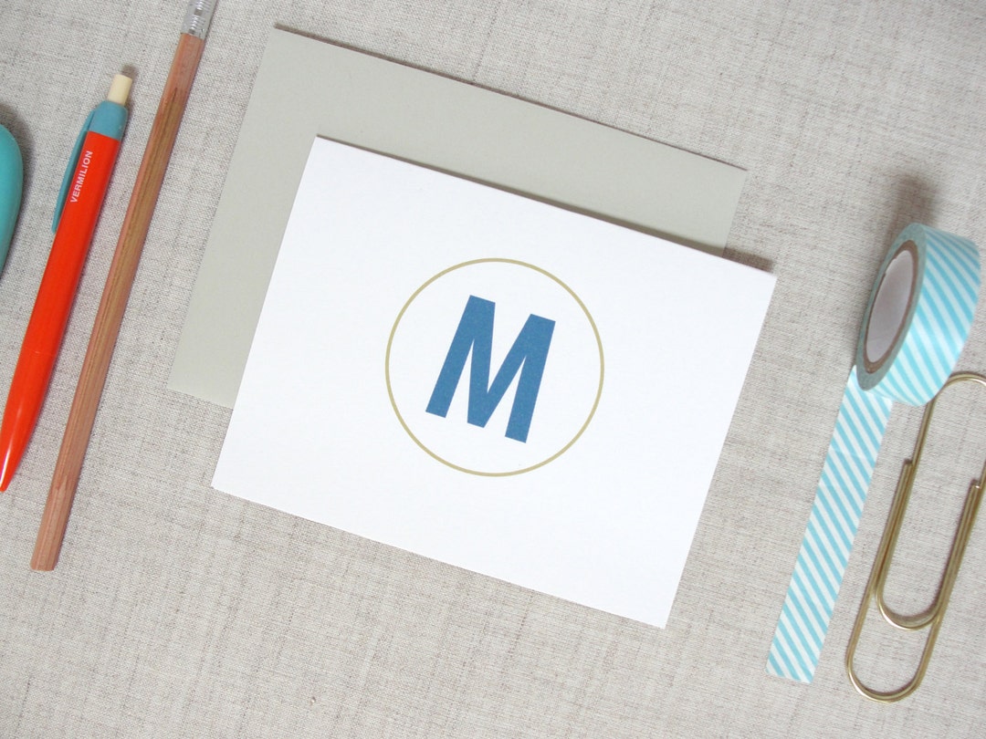Single Initial Monogram Stationery, Set of 10 Personalized Folded Note ...