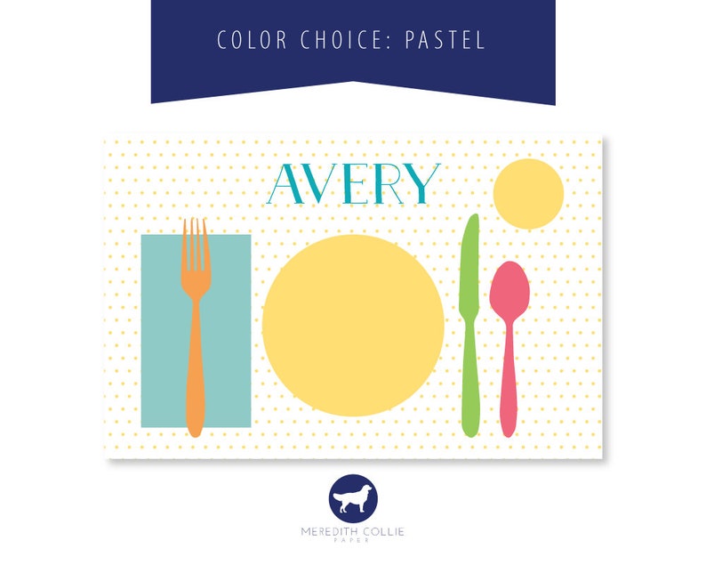 Learn to Set the Table Placemat, Personalized Children Placemat, Toddler Placemat, Gift for Kids, Preschool Age, Montessori Practical Life Pastel