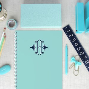 Elegant Monogram Spiral Notebook or Sketchbook, Single or Three Initial Option, Multi Color, Two Sizes, Blank or Line Pages Personalize Gift image 2