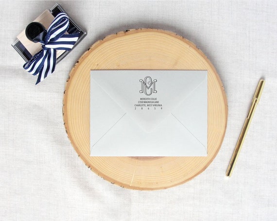 Wood Mounted or Self Inking Stamp Personalized Rubber Stamp Solid Hexagon Monogram Return Address Stamp