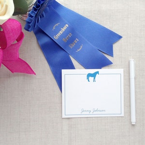 Equestrian Silhouette Personalized Stationery, Set of 10 Flat Note Cards, Custom Colors, Horse Gift image 2