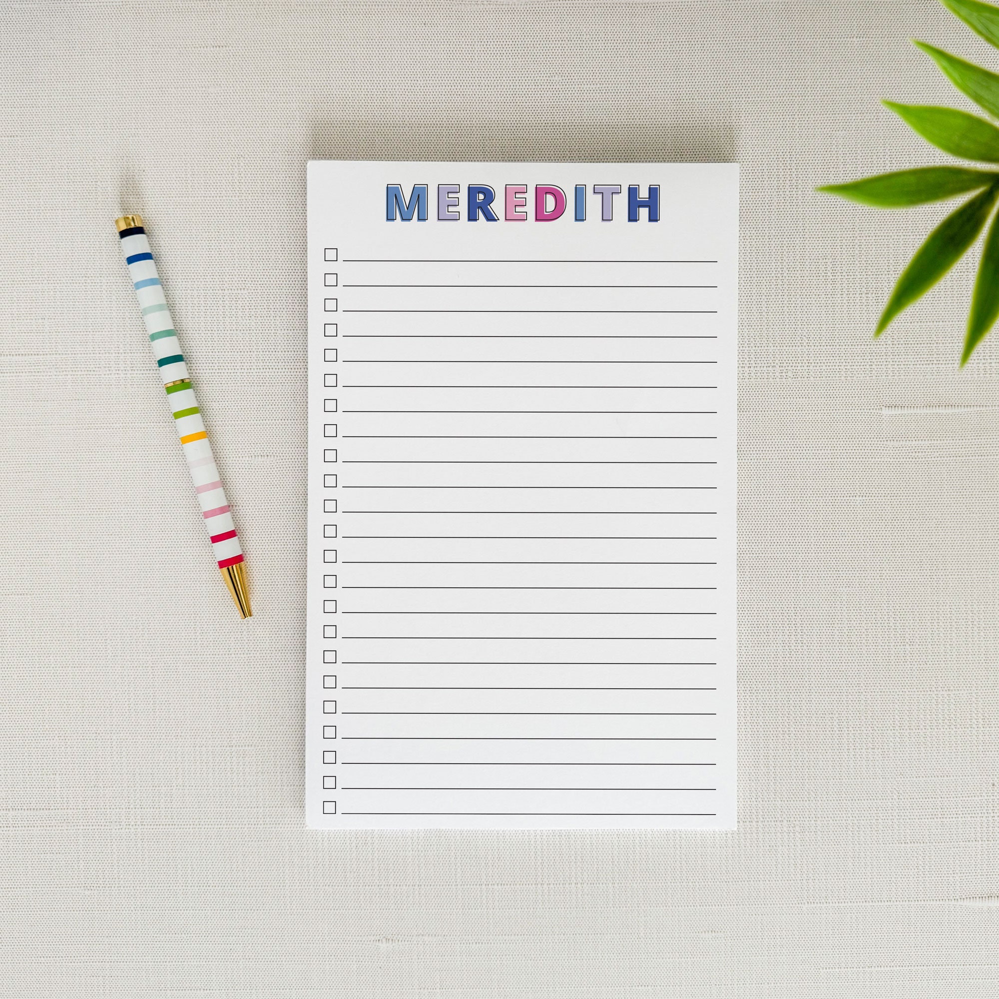 Outline Drop Shadow Personalized Notepad, Small Medium Two Piece Gift ...