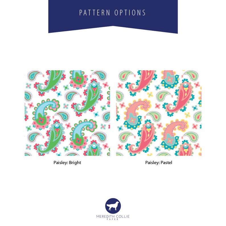 Monogram Paisley Pattern Square Folded Gift Enclosure Cards Set of 25 Personalize Mini Stationery Note Cards