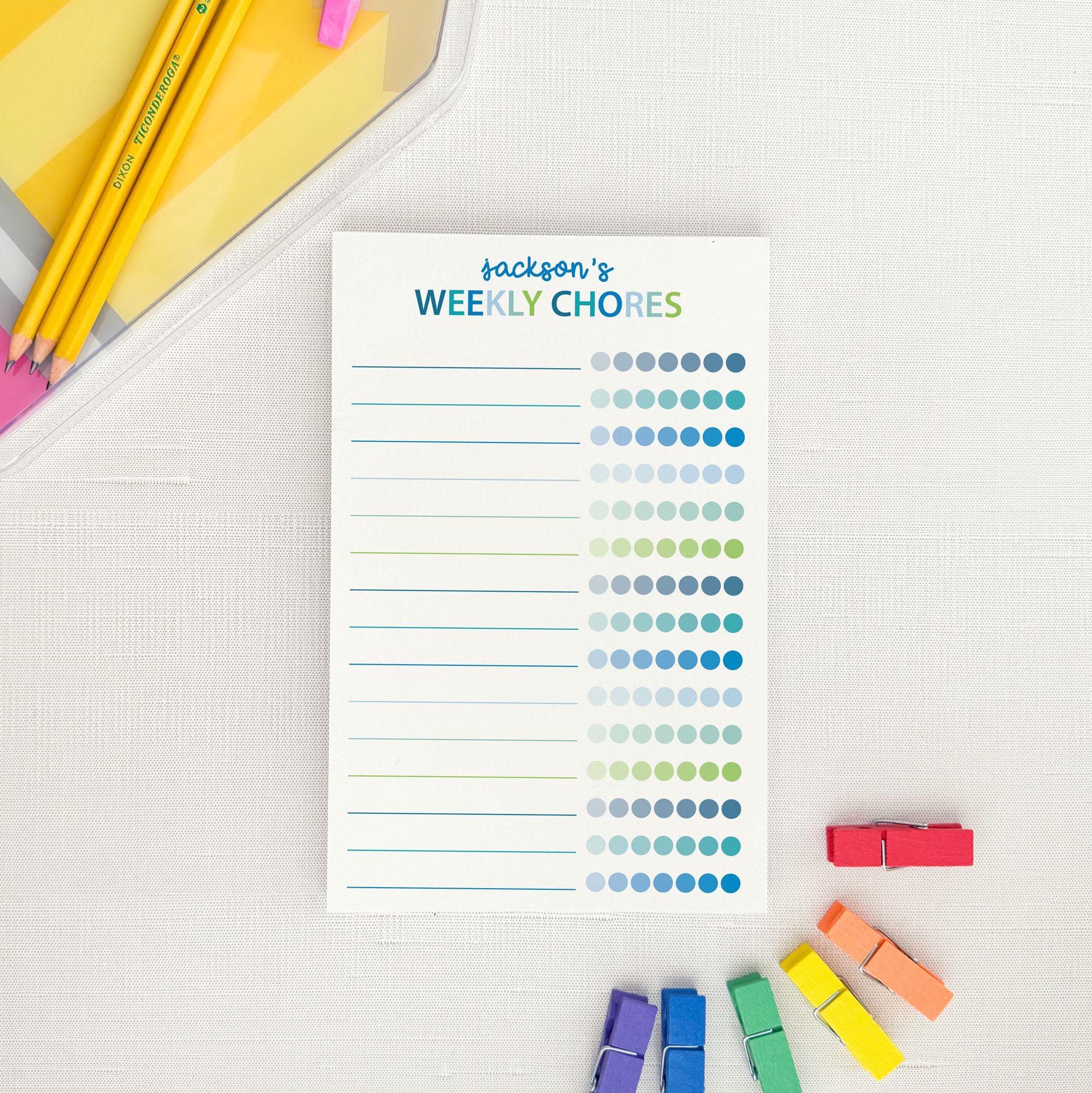 Personalized Weekly Chore Chart Notepad, Checklist for Children's Tasks ...