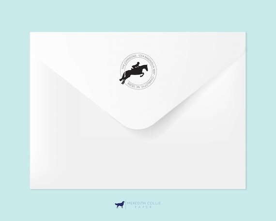 Round Equestrian Silhouette Personalized Round Rubber Return