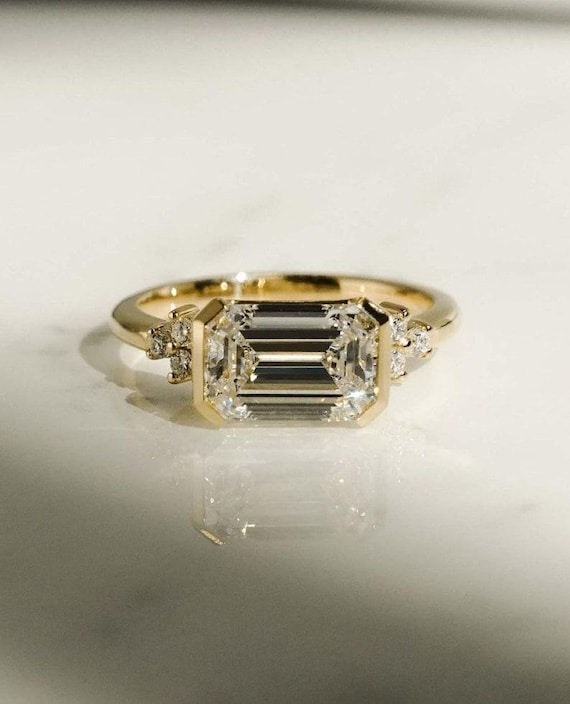1.50 CT Emerald Cut Moissanite Diamond Engagement Ring 14K Solid Gold Solitaire Emerald Cut Wedding Ring Perfect Promise Gift Ring For Her