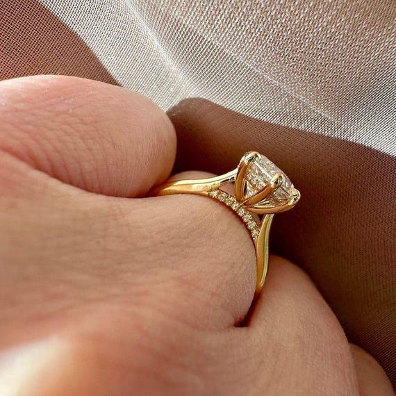 4.50 CT Marquise Cut Hidden Halo Moissanite Diamond Engagement Ring 14K Solid Gold Elongated Marquise Cut Wedding Ring Gift Ring for Her