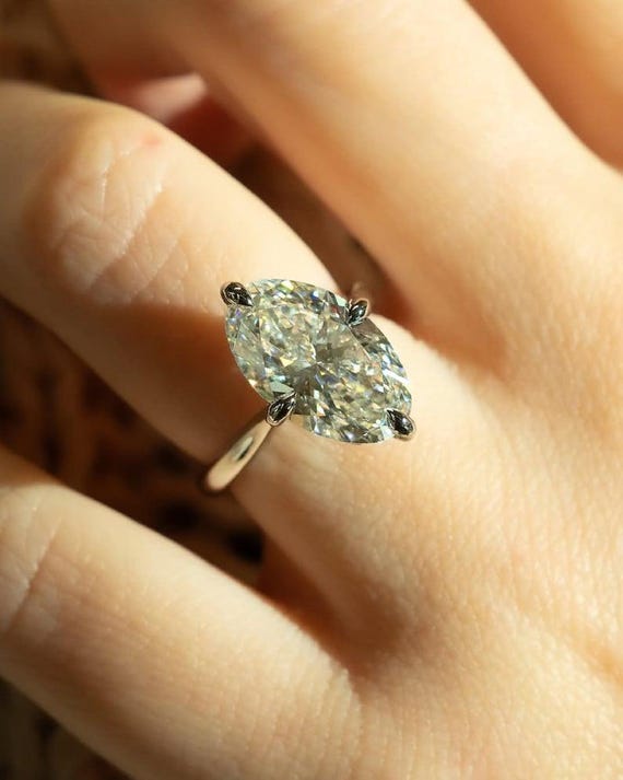 4.50 CT Oval Cut Moissanite Diamond Engagement Ring 14K Solid Yellow Gold 4 Prong Solitaire Elongated Ice Crushed Oval Cut Wedding Gift Ring