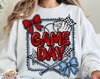 Game Day Coquette Bow, Baseball Mom PNG,  Team Mom PNG, Baseball Mama Shirt Design, Girly Sports Sublimation, Digital Download