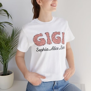 Personalized Gigi Shirt with Grandkids’ , Gigi Gifts -Mother’s Day Shirt-Personalized Grandma Shirt from Kids-Gigi T-Shirt