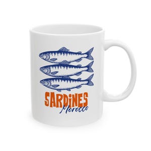 Sardines Ceramic Mug - Fun Seafood Gift for Fish Lovers, Home & Kitchen Decor, Beach House, Fresh Fish Enthusiasts, Unique Gift Idea