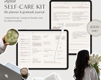 Undated Digital Life Planner 2025, Digital Gratitude Journal, GoodNotes Planner, Daily, Weekly, Monthly Planner, iPad & Android Planner
