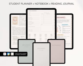 2025 2026 Student Digital Planner, Digital Notebook, Digital Reading Journal, Undated Academic Planner Goodnotes, College Planner iPad