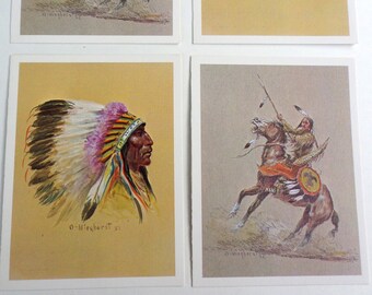 Set of 4 Indian Greeting Cards Olaf Wieghorst