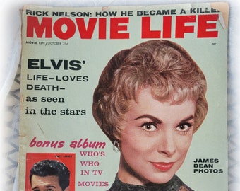 Vintage MOVIE LIFE Magazine October 1958 Elvis Ricky Nelson Janet Leigh James Dean