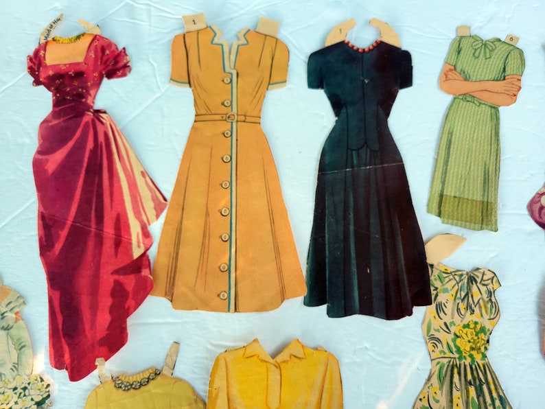 15 Vintage Paper Doll Dresses Ephemera Mid Century Era Scrapbooking