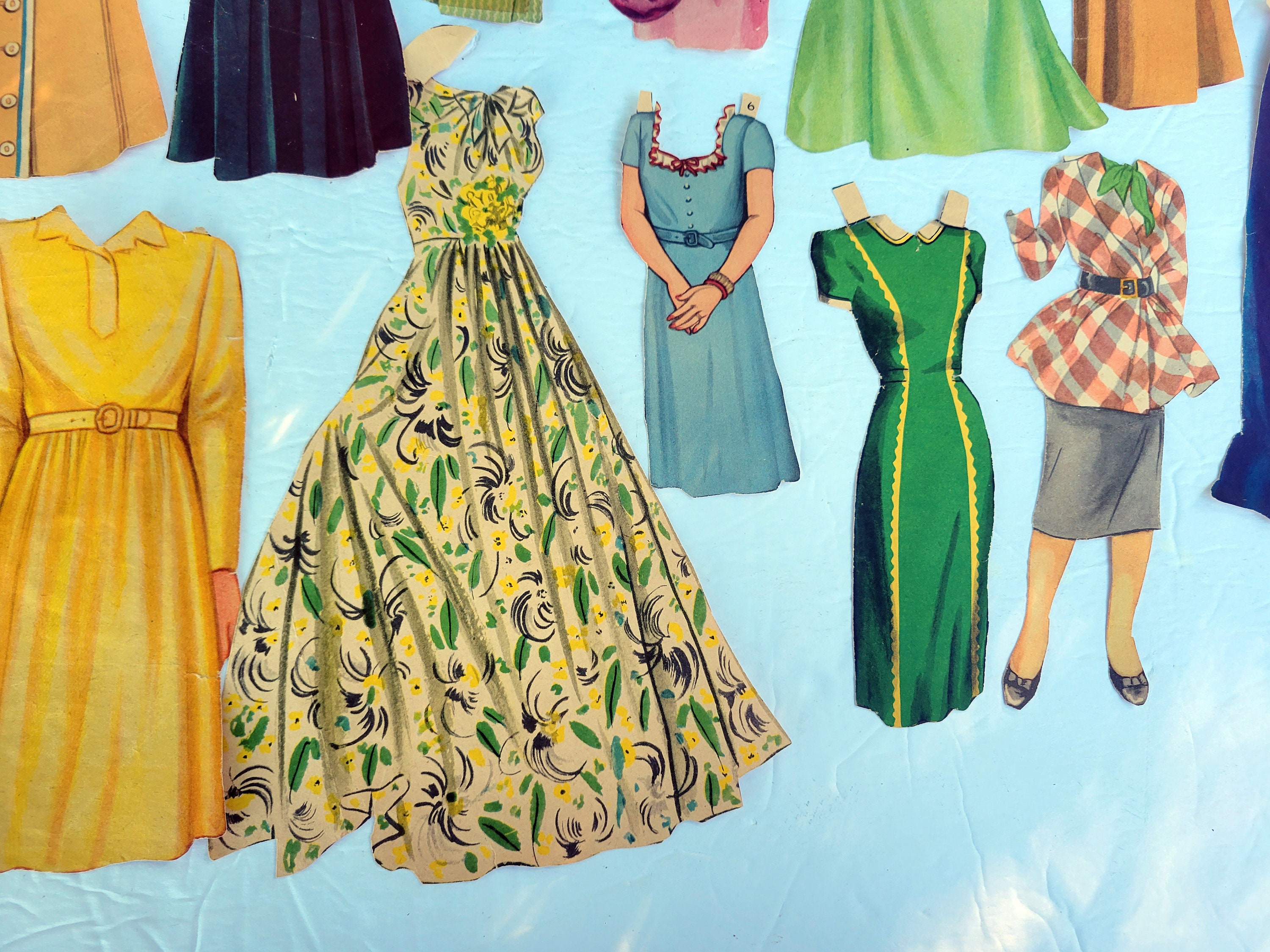 15 Vintage Paper Doll Dresses Ephemera Mid Century Era Scrapbooking