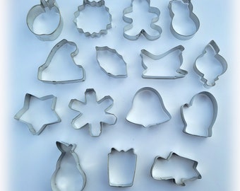 15 Vintage Cookie Cutters Snowflake Mitton Sleigh Apple Star Bell