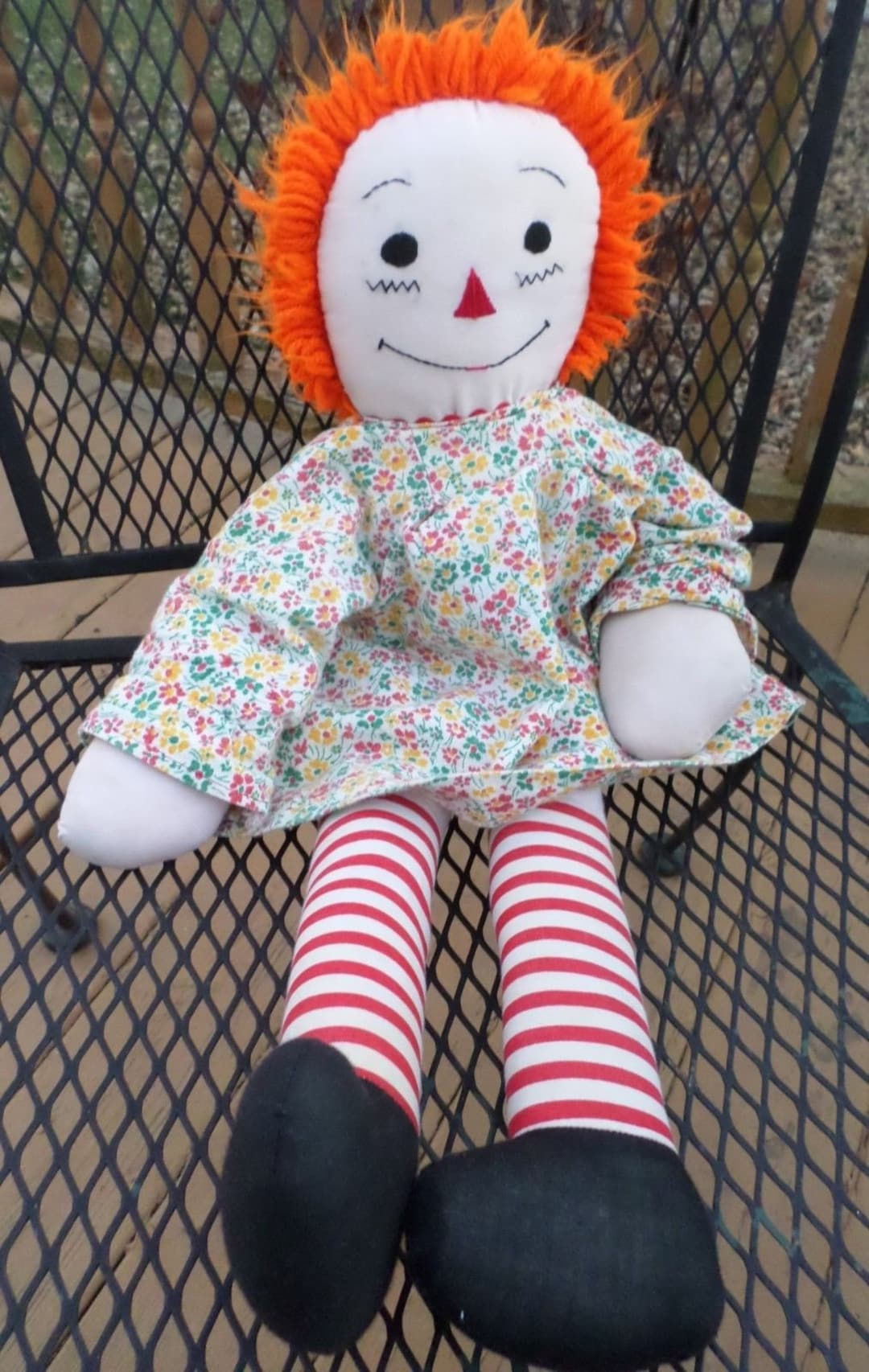 Raggedy Ann 24'' Doll With Orange Hair W/ I Love You Heart - Print