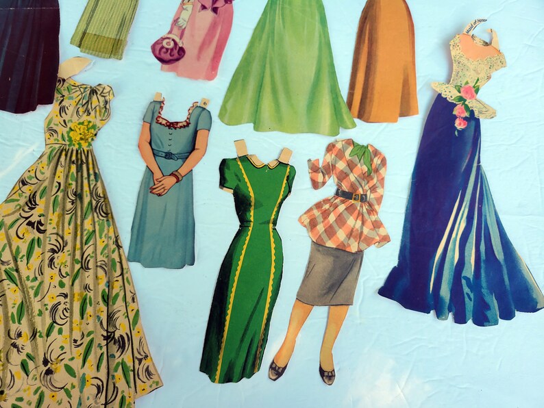15 Vintage Paper Doll Dresses Ephemera Mid Century Era Scrapbooking