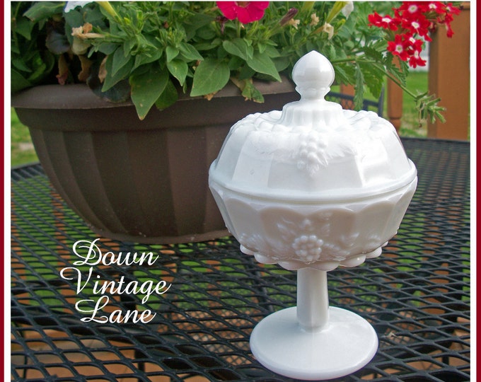 Westmoreland Milk Glass Candy Dish With Grape Pattern Etsy