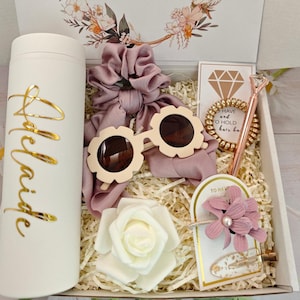 Conjunto de regalo para niña de las flores, regalos de cumpleaños, regalos para niños, caja de regalo de propuesta para niña de las flores, conjunto de regalo para niña de las flores, conjunto de dama de honor junior