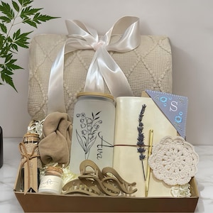 Gift Box ,Thinking Of You Gift Box with Blanket,Personalized Glass Cup Name ,Gift Box with Blanket, Thank you gift,thank you gift box