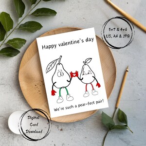 Cartão de dia dos namorados - Cartão de dia dos namorados doce e simples - Download digital para impressão - Somos um par perfeito - Cartão de felicitações