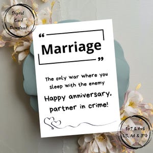 Cartão de aniversário - Feliz aniversário - Download digital Cartão para impressão - A única guerra em que você dorme com o inimigo - Casamento