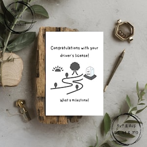 Tarjeta de felicitación - Tarjeta de celebración divertida - Tarjeta imprimible con descarga digital - ¡Qué hito! - Tarjeta de felicitación - Licencia de conducir