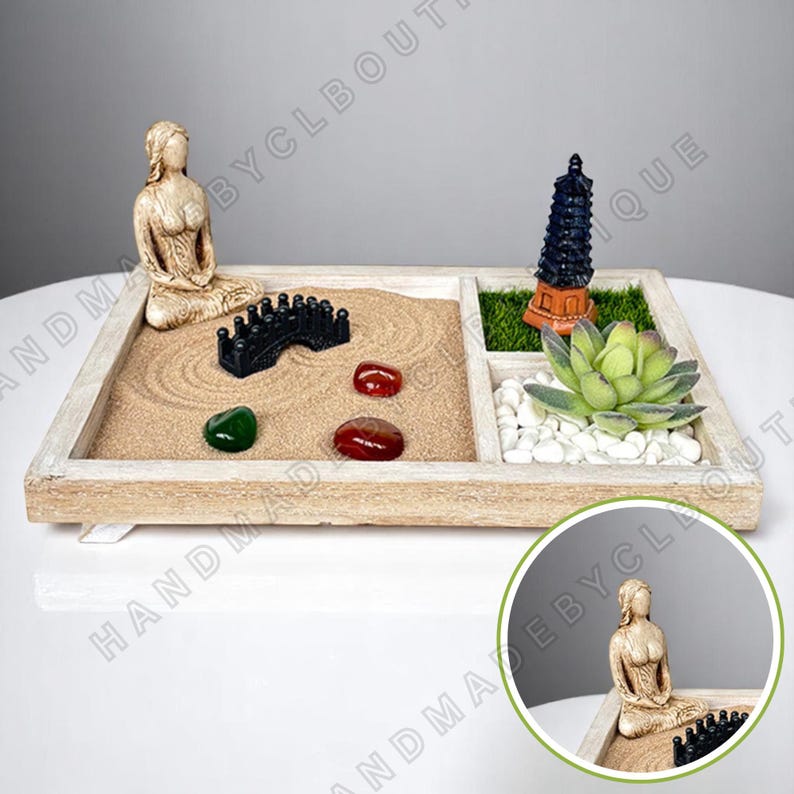 Mini Sand Garden Handcrafted Tabletop Zen Garden With Mini Buddha ...