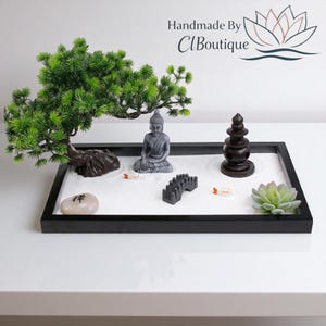 Buddha Zen Garden Miniature Sand Table Handmade Chinese Style Meditation Decor Landscape Model Home Office Mindfulness Ornament