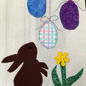 Easter Bunny Appliquéd Tea Towel/Easter Bunny Kitchen Towel Appliquéd image 2