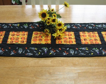 Quilted Fall Pumpkin Halloween  Holiday Table Runner