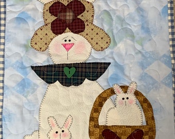 Easter Bunny Wall Hanging/Appliqued Easter Bunny Wall Warmer Mini Quikt