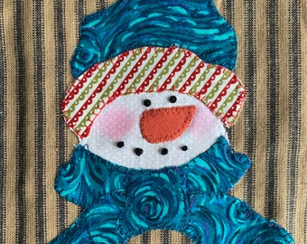 Snowman Applique Tea Towel/Snowman Applique Christmas Kitchen Towel