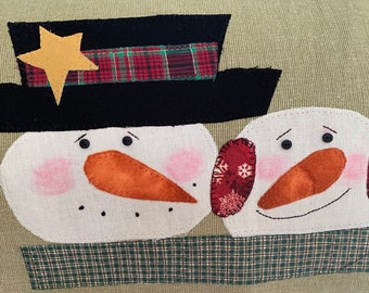 Snowman Table Topper Placemat Applique/Christmas Placemat Table Topper Appliqued Snowmen