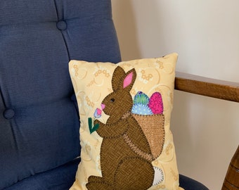 Bunny Appliqued Accent Pillow/Accent Pillow Easter Bunny Applique