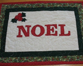 Quilted Appliqued Christmas Noel Table Runner