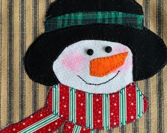 Snowman Applique Tea Towel/Snowman Applique Christmas Kitchen Towel