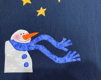 Appliqued Snowman Placemat: Winter Table Topper, Navy Blue