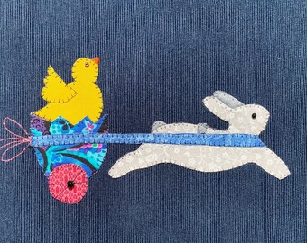 Easter Bunny and Chick Appliqué Table Topper/Easter Bunny Placemat Applique