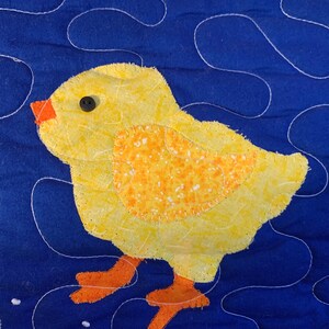 Appliquéd Chicks Mini Quilt/Three Little Chicks Table Topper/Wall Hanging image 4