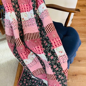 Lap Quilt/Pretty in Pink Lap Size Quilt/Fireside Quilt image 8
