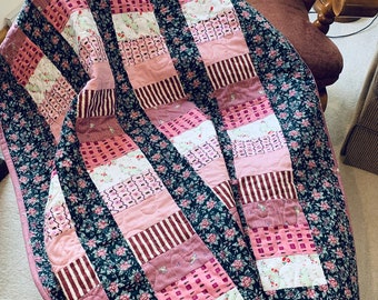 Lap Quilt/Pretty in Pink Lap Size Quilt/Fireside Quilt