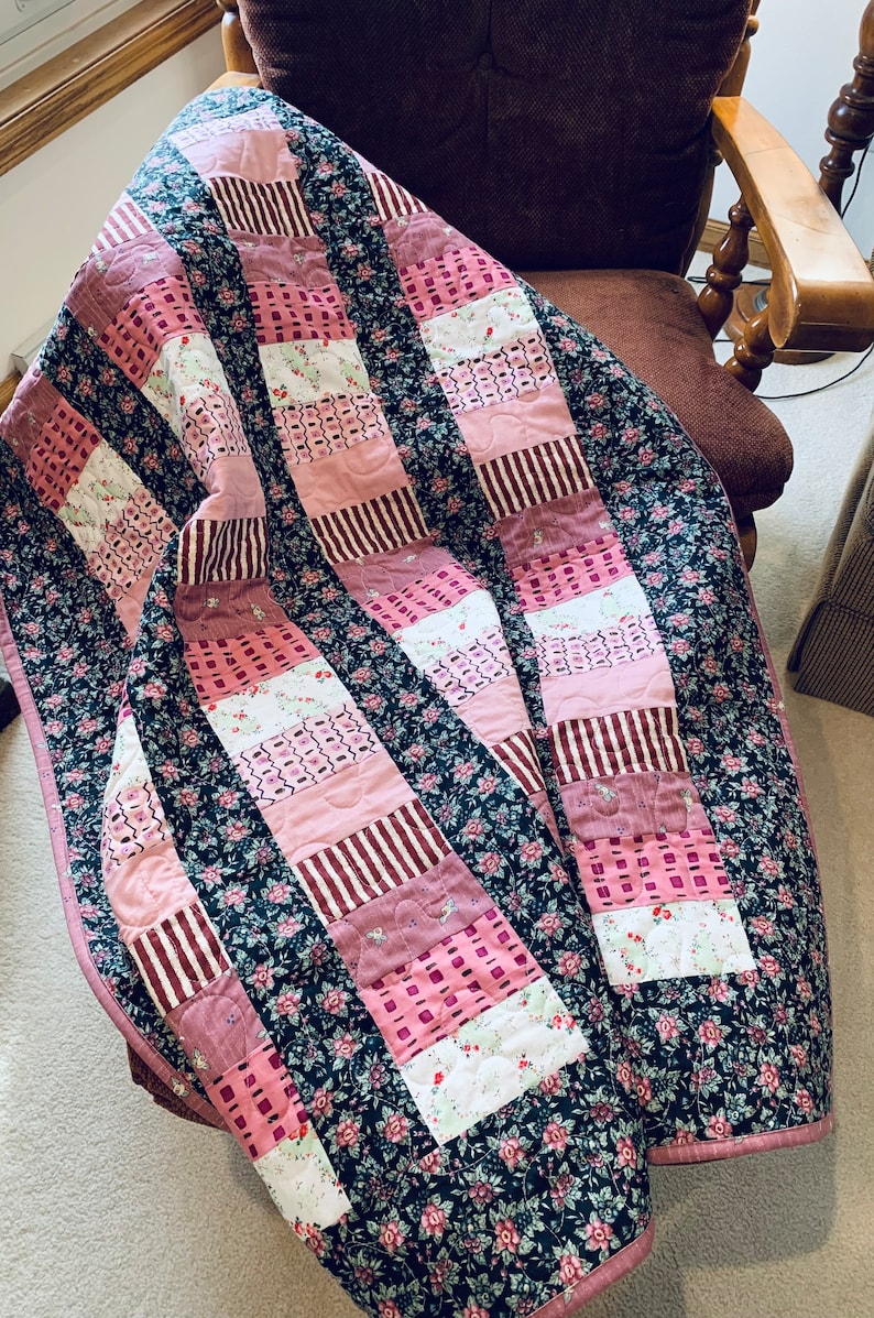 Lap Quilt/Pretty in Pink Lap Size Quilt/Fireside Quilt image 1