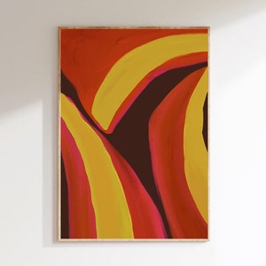 Abstract wall art print living room wall art bedroom print colourful retro vintage apartment decor  poster trendy wall art digital download