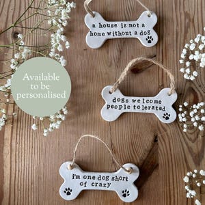 Handmade Clay Dog Bone Tag: Funny Dog Quote Ornament