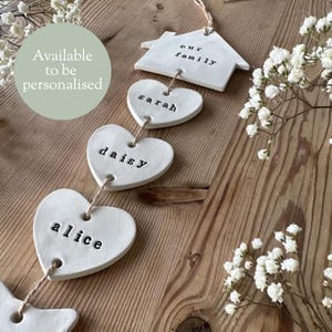 Personalised Family Clay Ornament: Handmade Keepsake Gift, Wall Hanging Decoration image 3
